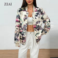 New Women's Printed Jacket Winter Autumn Windproof Outdoor Street Fashion Short Jacket