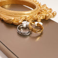 Girl Fashion Womens Stainless Steel Silver Gold Plated Women Zircon Diamond Jewelry Rings Couple Watch Ring