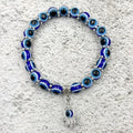 G385 Fashion Jewelry Blue Eye Charm Handmade Elastic Rope Palm Lucky Turkish Eye Pendant Women Bracelet