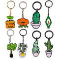 Designer Plant Metal Key Chain Custom logo Succulent Potted Plant Leaf Flower Grass Key Ring Enamel Keychain Accessories