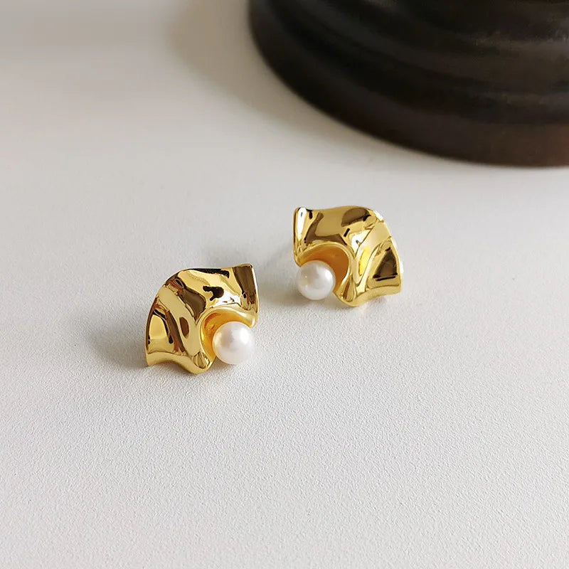 Fashion 4.5-5mm Pearl Studs Earrings Luxury Jewelry 18K Gold Plated 925 Sterling Silver Earrings for Women