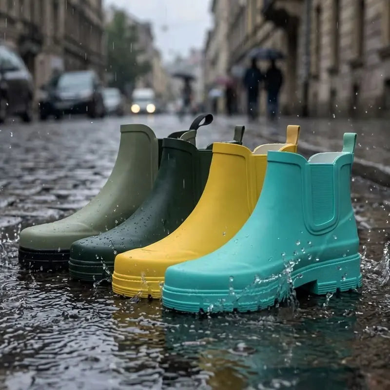 Fashionable Ladies Chelsea Boots Ankle Woman Rubber Shoes Waterproof Wellington Rain Boots for Women Wholesale