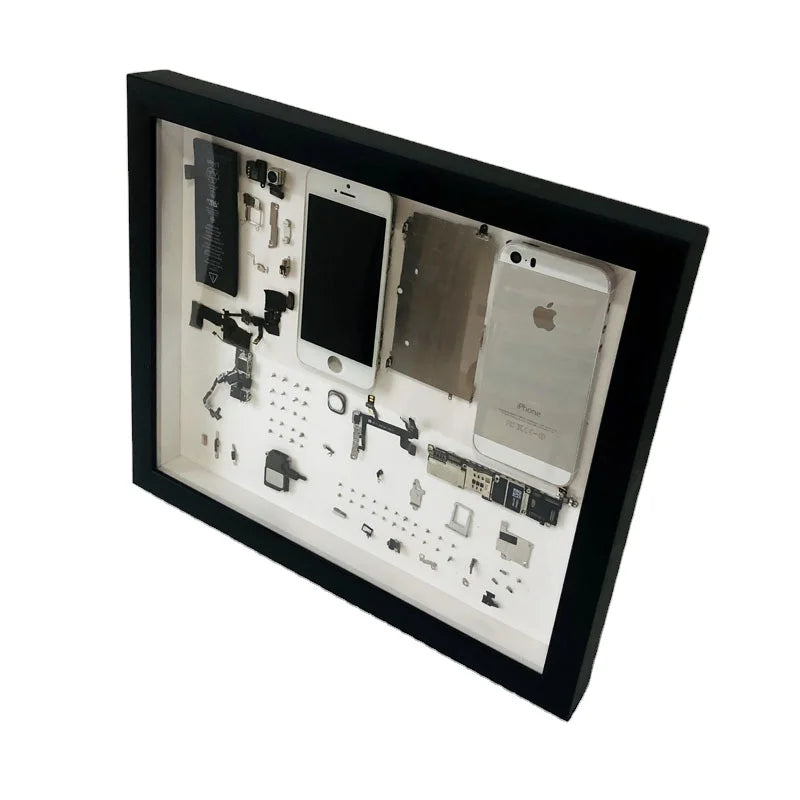 A4 New Design Custom Black 3D Shadow Box Frames Mobile Phone Display Case Frames