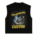 Men's Heavyweight Jersey Fabric Breathable Graphic Print Sleeveless Tshirt 100% Cotton High Quality Vintage Acid Wash Tshirts