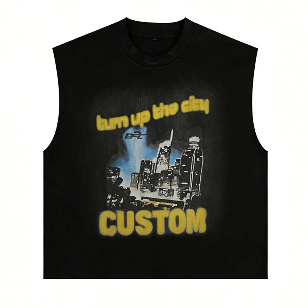 Men's Heavyweight Jersey Fabric Breathable Graphic Print Sleeveless Tshirt 100% Cotton High Quality Vintage Acid Wash Tshirts