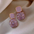 Retro 925 Sterling Silver Pins Purple Diamond Stud Earrings Fashion Crystal Oil Drop Stud Earrings Jewelry for Women