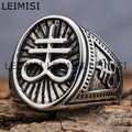 Vintage Jewelry Leviathan Cross Sulfur Satanic Devil Lucifer Symbol Men Stainless Steel Rings