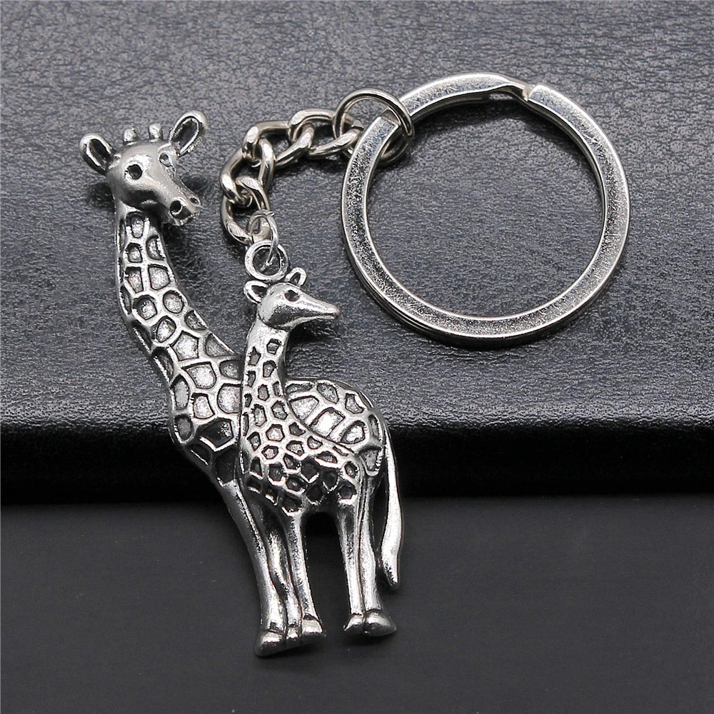WYSIWYG 54x22mm Antique Silver Plated Antique Bronze Plated Zinc Alloy Giraffe Key Chain Souvenirs Gift P1-ABD-C10339