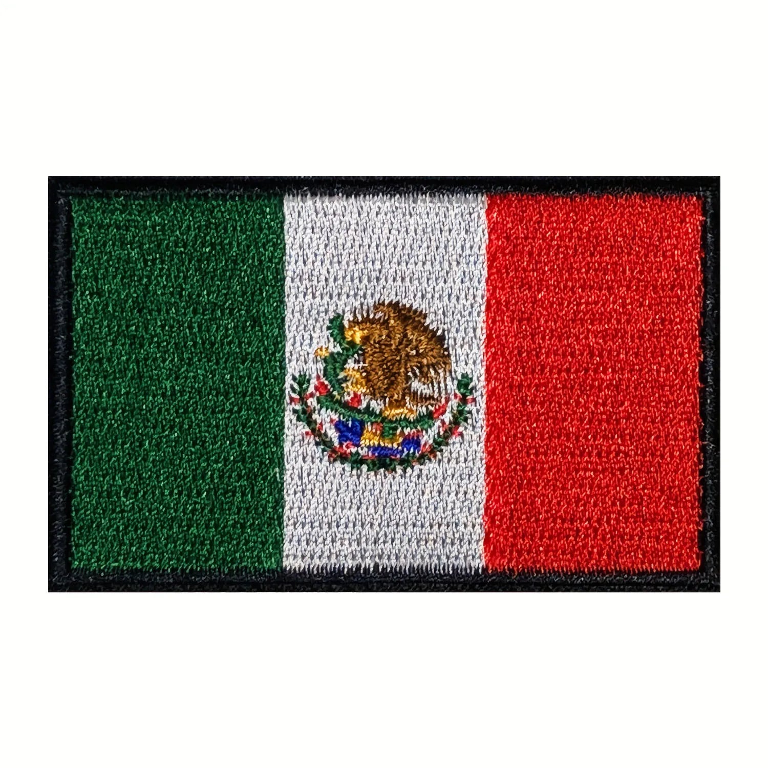 Custom-Made Mexico Flag Logo Twill Iron-on Embroidered Eco-Friendly Felt Patches Heat Cut Border Hook Loop Backing for Clothing