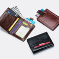 Men Slim Card Holder Genuine Leather  Bifold Wallet RFID Blocking Minimalist Front Pocket Wallets for Men - Thin & Stylish