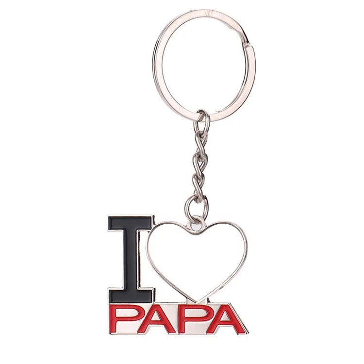 Custom Personalized Father's Day Gift Metal Thermal Transfer Logo I Love PAPA Keychain