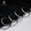 ICEBELA Jewelry Korean Version S925 Sterling Silver Texture Micro-inset Diamond Ring Irregular Open Adjustable Retro Fine Ring