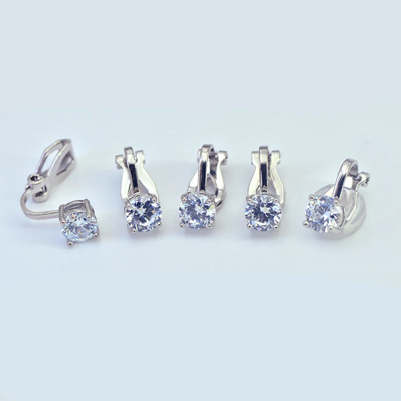 New Design Triangle Copper Zircon Clip-On Earrings Water Drop Non-Pierced Anti-Pain Jewelry for Party Accessory