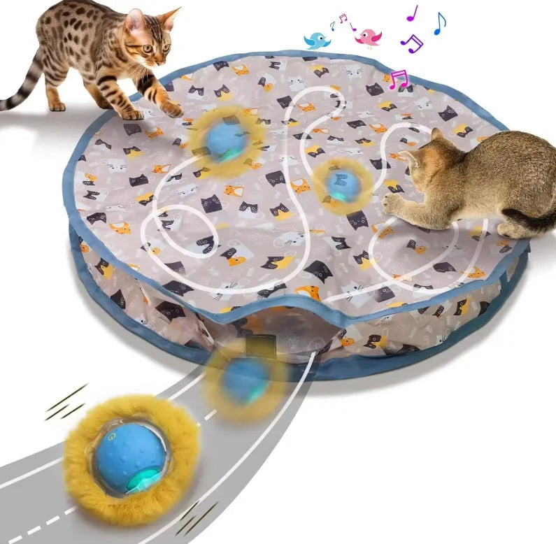 Cat Ball Toys 3PCS Set Interactive Pet Cat Hunter Toys USB Charge Automatic Rolling Ball Cat Hunter Cover