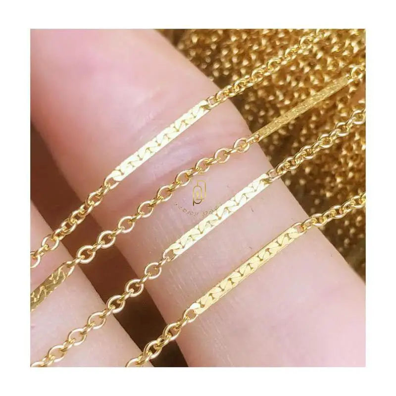 GP US Dapped bar Bulk Chain S925 Silver 14k Gold Filled Unfinished Textured bar Link Permanent Jewelry Chains Cable Flat bar