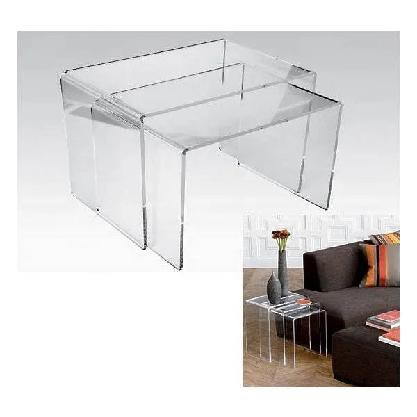 Manufacturer Factory Supplier 3 Pieces Clear Transparent Nesting Acrylic Table Set