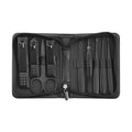 9PCS Stainless Steel Travel Manicure Pedicure Set Leather Nail Cutter Tools Kit Including Eyebrow Clip Cuticle Nipper Nail File