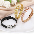 Nabest Stainless Steel Watch Strap Bracelet Gold Plated Waterproof Women Rhinestone A-Z Letters Mom Love Custom Name Bracelets