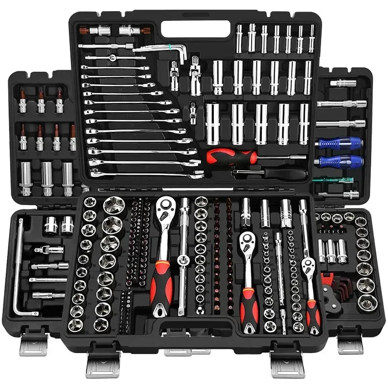 150 Piece Yellow Portable Combination Spanner Wrench Set Cr-V Plastic Steel Manual Car Repair Hand Tools Socket Set