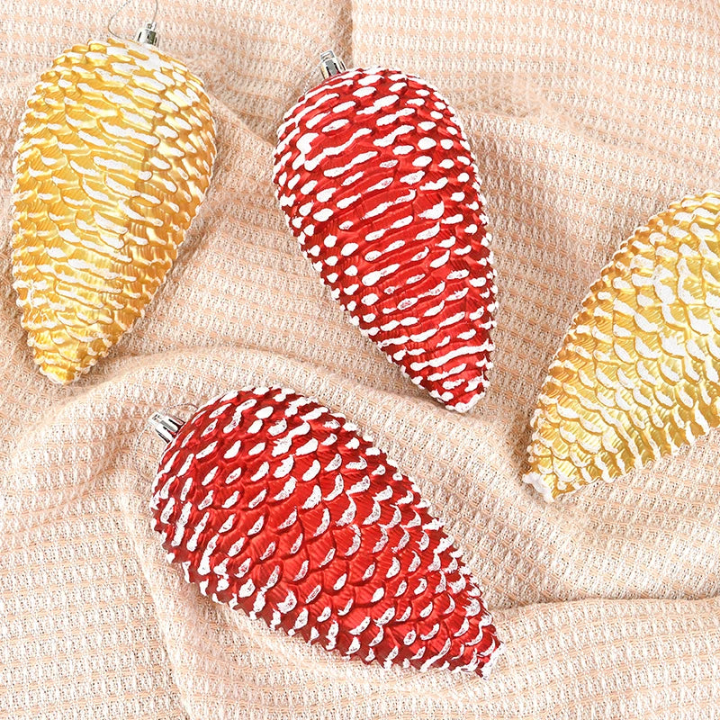 Factory Gold Red PVC Pine Nut Pendant Pine Cone Shape Eco-friendly Chunky Tree Scene Layout Christmas Decorations Minimum 1kg