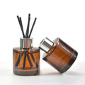 Empty Amber Round 50ml air Freshening Aromatherapy Scented Aroma Reed Glass Bottle Reed Diffuser Bottle with Screw Lid