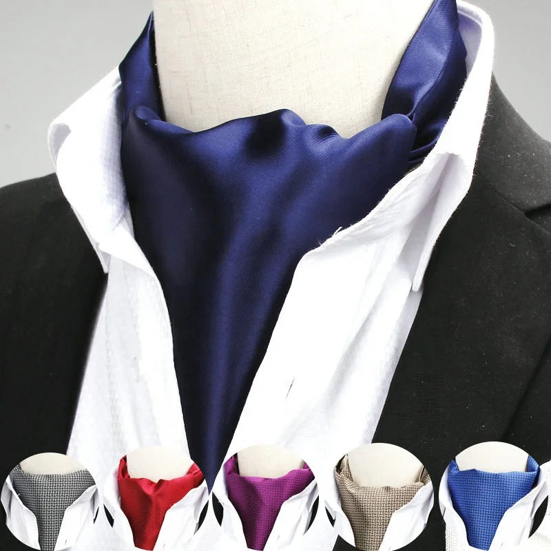 Fashion Cheap Custom Solid Polyester Men Plain Men's Vintage Necktie Formal Cravat Ascot Mans Ascot Tie
