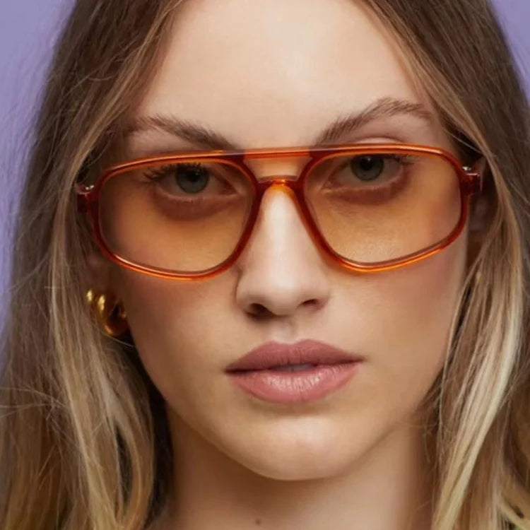 2023 New Arriving Vintage Leopard Shades Fashion Ins Style Sun Glasses Candy Color Double Bridge Frame Sunglasses for Unisex