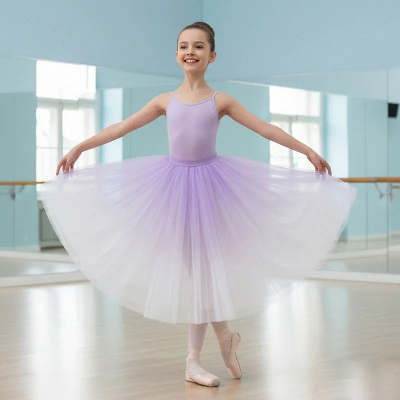 Wholesale Ballerina Ballet Tutus White Black Thick Mesh Lace Long Tutu Elastic Waist Tulle Skirts Ball Skirt