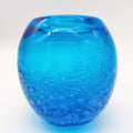 Modern Artistic Hand Blown Murano Glass Vase Simple Blue with Bubbles for Decorative Purpose
