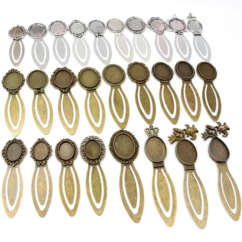 2pcs/lot 18x25mm/13x18mm Inner Size Vintage Handmade Bookmark Cabochon Blank Base Oval Cameo Bezel Setting DIY Jewelry Findings