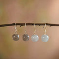 925 Sterling Silver Natural Green Hetian Jade Stud Earrings Handmade Chakra Spiritual Healing Crystal Earrings