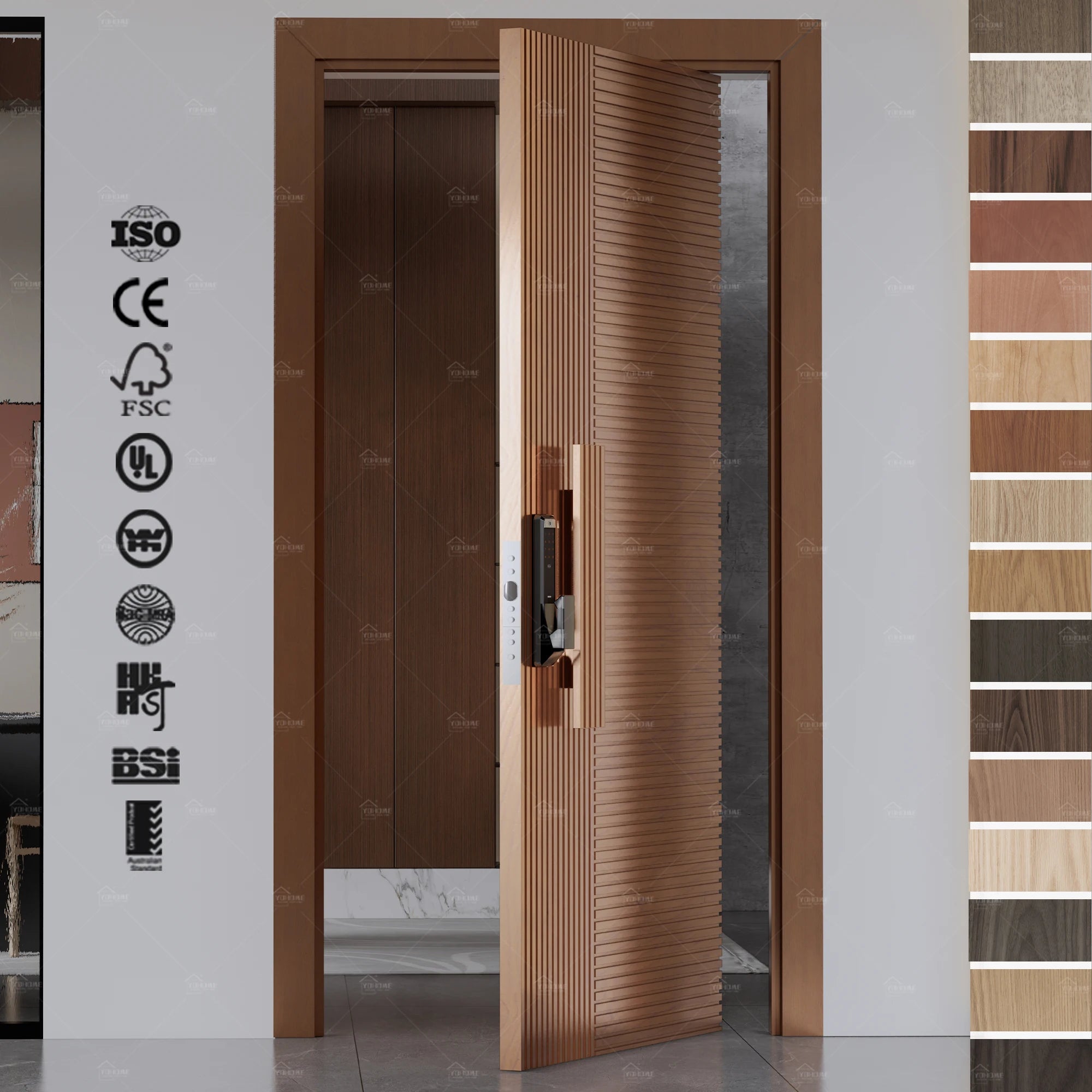 American Approved Villa Entrance Wood Design Door Luxury Exterior Wooden Doors House Pivot Front Door for Home