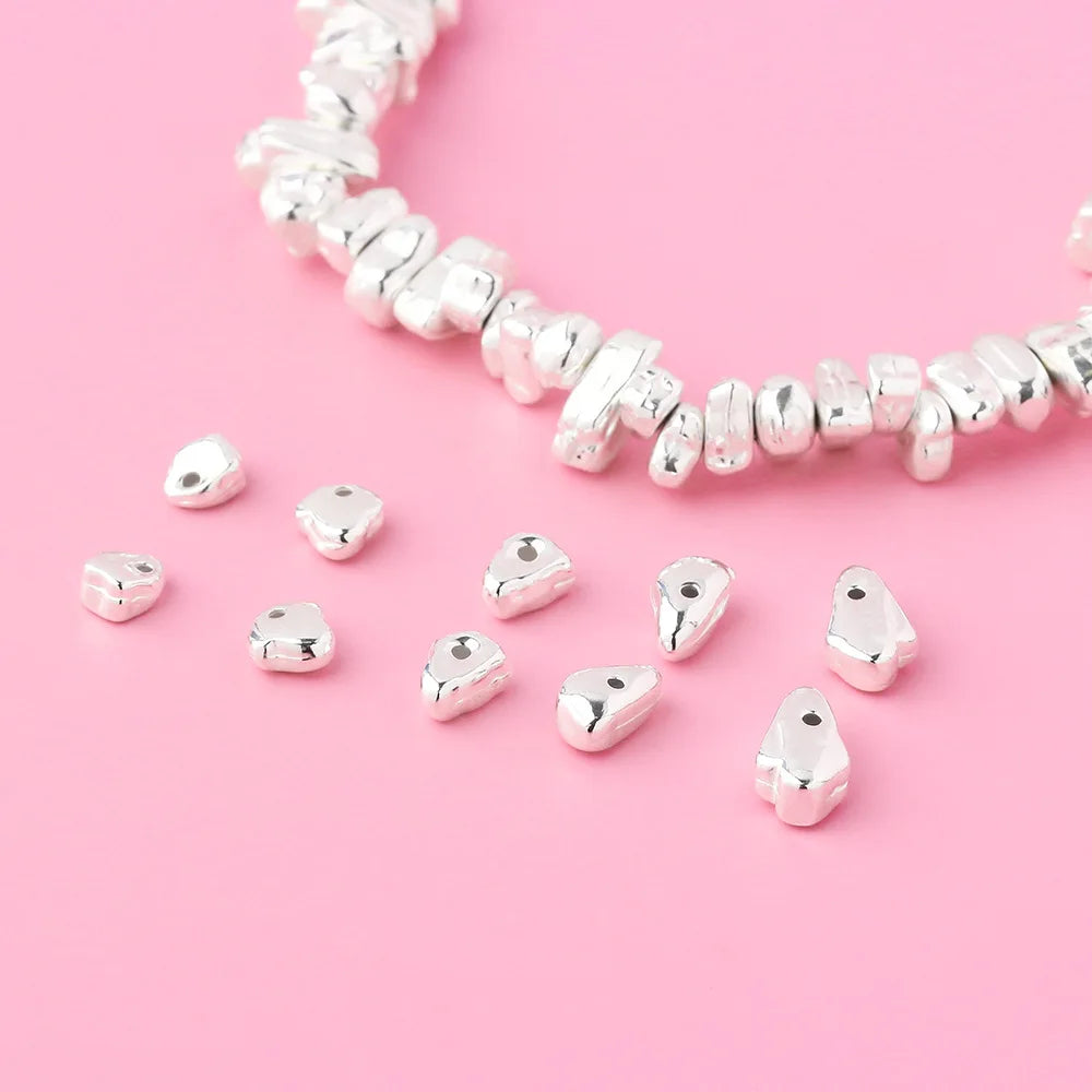 Wholesale Personalized Loose Beads 925 Sterling Silver Polished Irregular Charm Beads for Jewelry Making Accessories