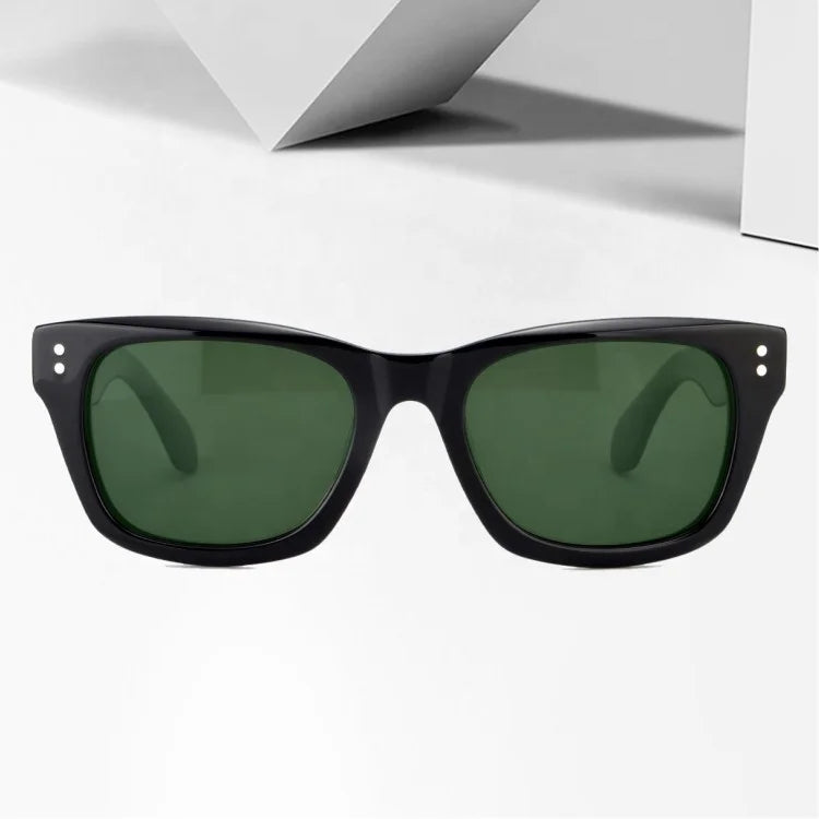 Acetate Polarized Sunglasses Green Frame Full Rim UV Protection Custom Made Stylish Vintage Fashion