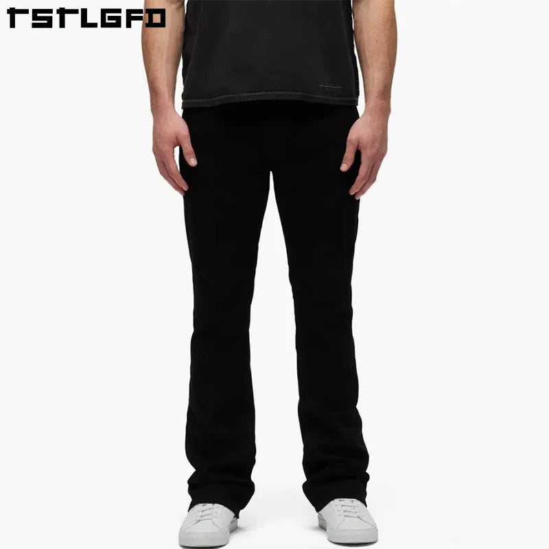 Wholesale Custom Streetwear Stacked Flare Jeans Blank Baggy Denim Pants Vintage Stacked Flare Jeans for Men