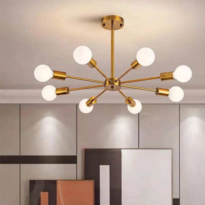Modern Suspended Iron Art Decorative Chandelier Golden Glass Pendant Light
