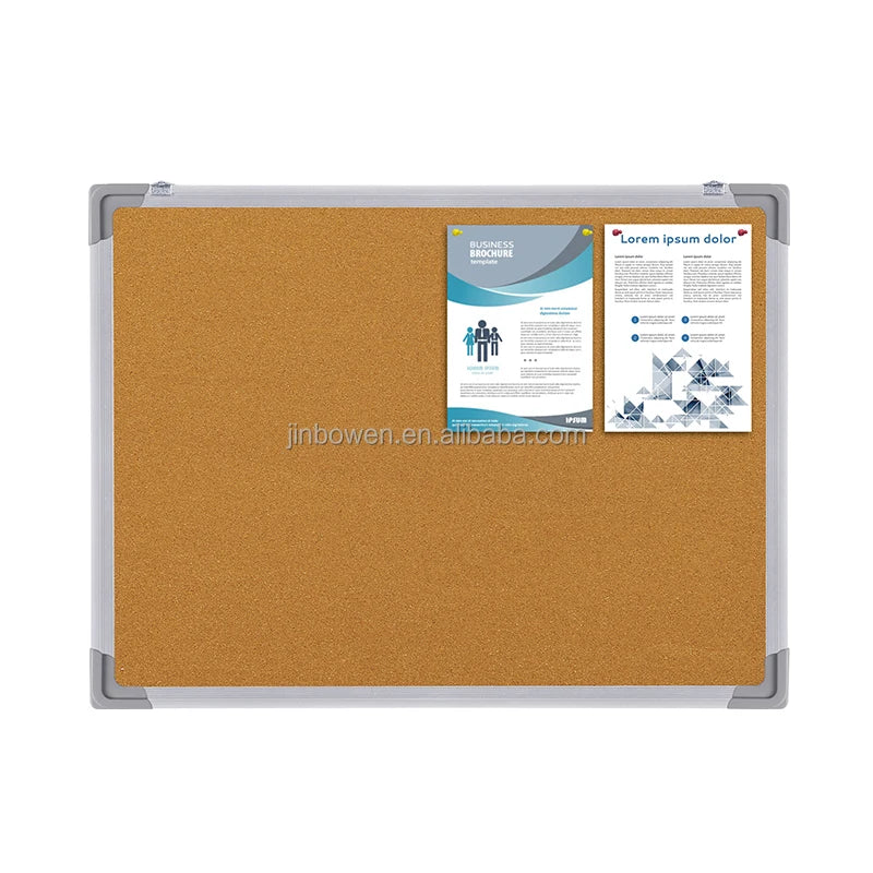 KBW 36x24 Wall Mounted Colorful Message Board Fabric Cork Double-Sided Galvanized Zinc Steel Framed 15mm Thick Office School
