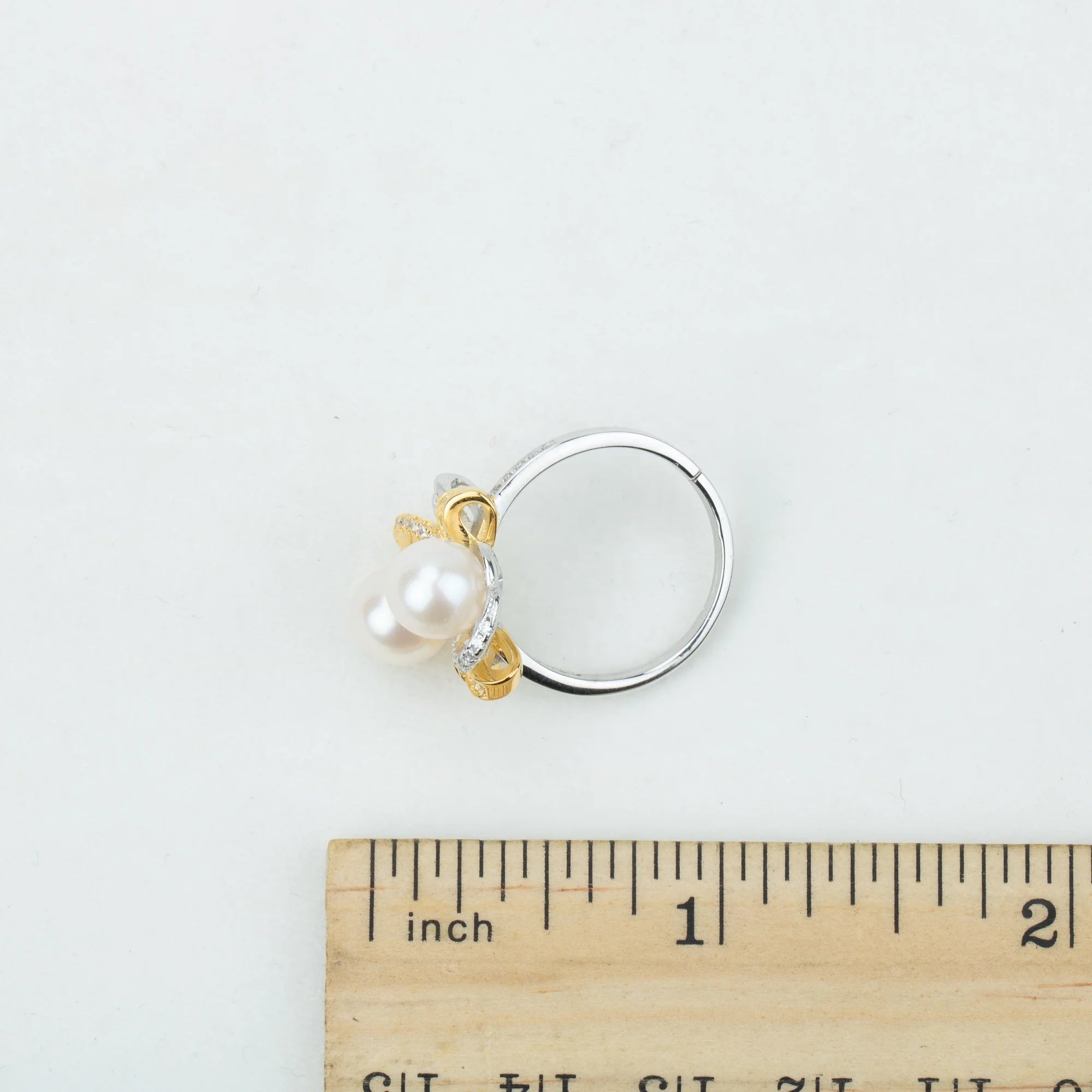 R030512 DIY 7-8mm Natural Freshwater Pearl Ring Accessory 925 Sterling Silver Adjustable Size Engagement Jewelry Ring for Women