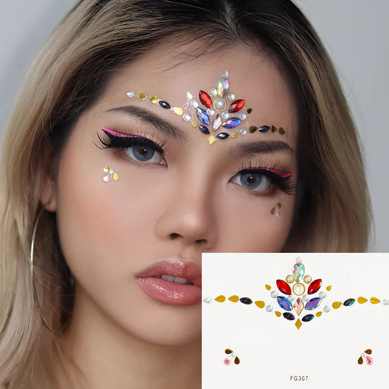Five Ten GMPC/Sedex/ISO/EUDR 5D Temporary Face Gems Crystal Tattoo Sticker Rhinestone Decals Colorful Diamond Fashionable