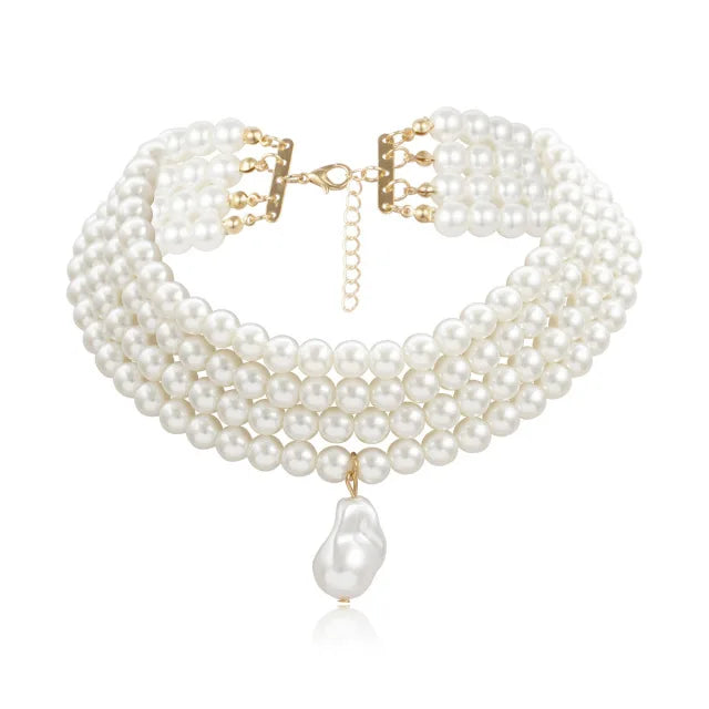 New Retro Saturn Pearl Necklace Sets Layered Wholesale Necklace Wedding Jewelry Personality Pearl Birthday Gift Wholesale Girls