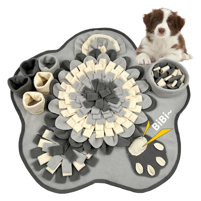 Modern Interactive Snuffle Mat for Dogs Fleece Pet Smell Toy Squeak Sound Flower Type Slow Food Blanket Educational Element