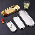 Hotel Decorative Candle Tray Plate Metal Stainless Steel Oval Trays for Serving Coffee and Cake