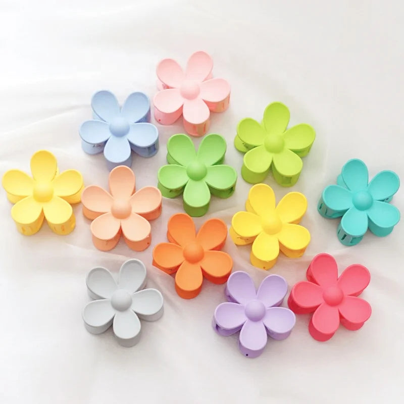 Korean Style Flower Hair Claws Clip Candy Color Matte Hair Clamps Claw Clip