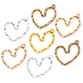 5Color Oblique Hollow Heart Shaped Charm for Bracelet Earring Necklace Pendant DIY Jewelry Accessories Making 28*25mm A135