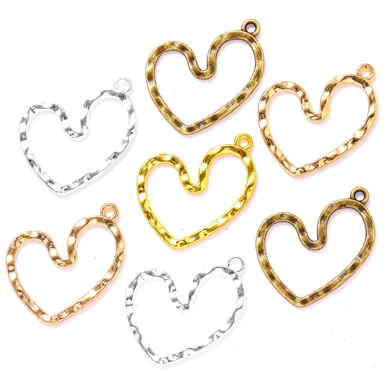 5Color Oblique Hollow Heart Shaped Charm for Bracelet Earring Necklace Pendant DIY Jewelry Accessories Making 28*25mm A135