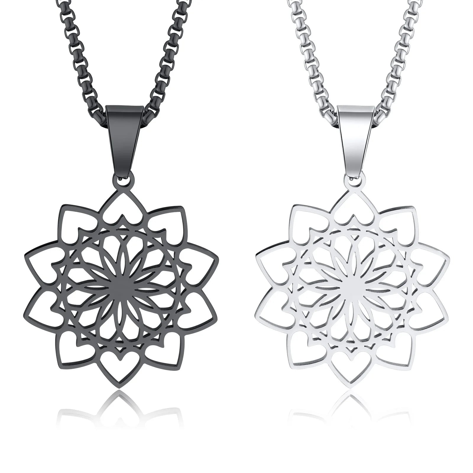 Sacred Heart Yoga Lotus Necklace Lotus Flower Pendant Necklace for Women Men