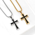 MECYLIFE Hiphop Stainless Steel Enamel Christian Cross Pendant Necklace for Men
