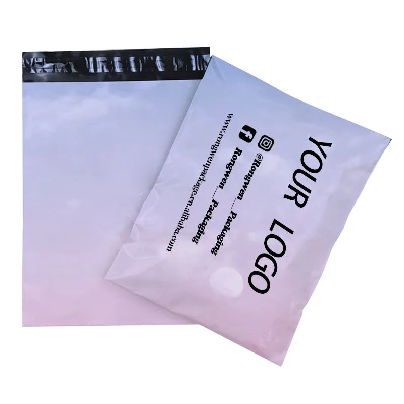 RONGWEN Customized 100Pcs/Lot Small Size Shipping Plastic Mailing Courier Bags With Logo For Clothing Mailing