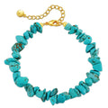 Popular Irregular Green Stone Adjustable  Gold Tone Brass Chain Turquoise Stone  for Women