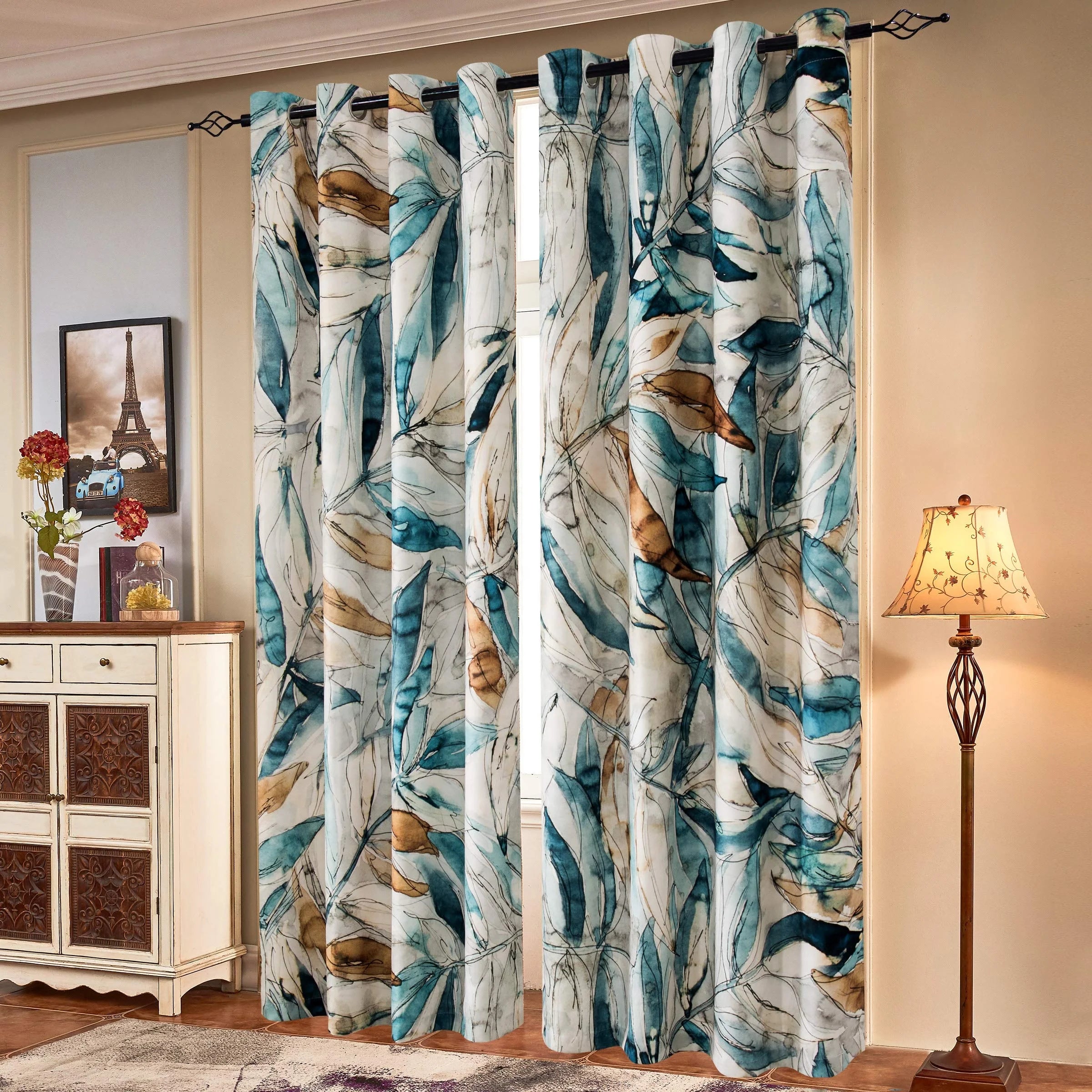 Wholesale Digital Print Fashion Plant Design Home Window Curtain for Bedroom
